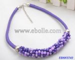Beaded Necklace with Leather rope
