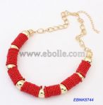 Beaded Necklace with Metal Chain