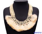 Wooden beaded necklace with tassel
