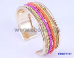 Metal Bangle Decorate with Beaded and Metal Chain