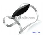 Chic metal bangle decorate with black gemstones