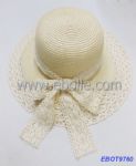 Ladies Straw Hats with Cotton Lace Sash