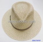 Straw hat with belts decoration