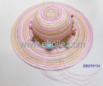 Multi-colored Striped Sun Straw Hat, Wide Brim