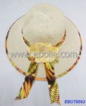 Elegant Women's Straw Hat, with Chiffon Sash Embellished