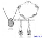 Diamante pendant necklace, bracelets and earring set