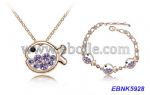 Lovely crystal fish nacklace and bracelets set