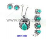 Turquoise owl jewelries set