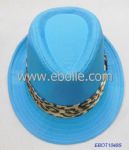Plain canvas hat with leopard ribbon