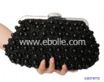 Pearl Beaded Rhinestone Clasp Mini Clutch Bag