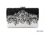 Evening Clutch Bag, Stitched with Beads and Crystal, Metal Frame