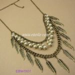 Metal leaves necklace with beads decoration