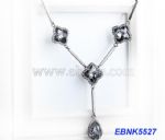 Flowers water droplets rhinestone pendant necklace
