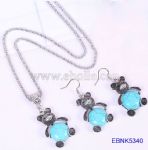 Bear Shape Calaite Necklace and Earring Set