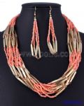  Chic Metal Beaded Necklace and Earring Set