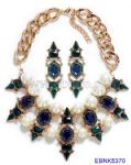 Exquisite Pearl Gemstone Necklace and Earring Set