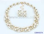 Exquisite Pearl Diamante Necklace and Earring Set