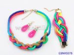 Unique Colorful Strands Necklace and Bracelets Set