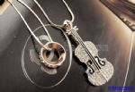 Chic Violin Rhinestone Pendant Necklace