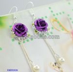 Rose with pearls drop earring