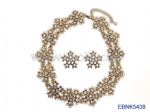 Flower Metal Diamante Necklace and Earring Set 