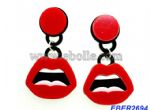Coquettish red lips earring