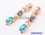 Gemstone crystal metal chain earrings
