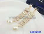 Chunky gold plated decorated with pearls drop earring
