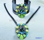 Trendy Metal Diamante Flower Jewelry Set