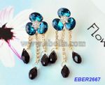 Flower crystal tassels earring