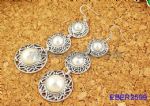 Metal circle with pearls inlaid earrings