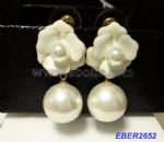 Rose flower with pearl inlaid earrings