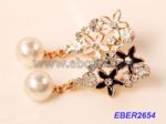 Enamel flower drop with pearls earrings