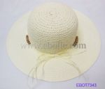 Ladies' Casual Straw Hats with Beaded Rope