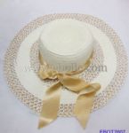 Stylish Ladies' Beach Straw Decorate with Silk Ribbon