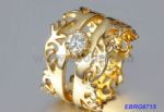 Elegant Golden Geometrical Shape Ring Inlay Zircon 