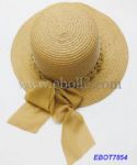 Declicate Straw Hat with Metal Chain and Ribbon