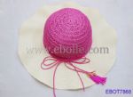 Delicate Crochet Straw Hats Decorate with Leather Tassels