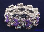Purple enamel flower crystal bangles