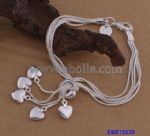 925 Sterling Silver Multi-strip Snake Chain Bracelet,5 Hearts Decoration 