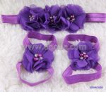 Flower hairband with beads, satin flower
