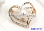 Double heart pearl brooches