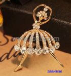 Elegant ballerina girls' crystal brooch