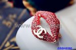 Latest design women's enamel red rhinestone lips brooch