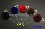 Elegant Long Brooch Decorated with Fabric Flowers and Alloy Leaf 