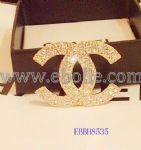 Metal Double C Diamante Brooch