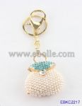 Bag shaped keychain with imitation pearl