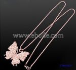 Butterfly shape with imitation pearls pendant necklace