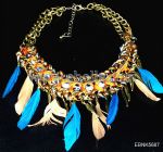Gold plated alloy necklace, feather, retro and fashion coexist