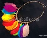 Indian style pink feather charm glass beads Women's necklace